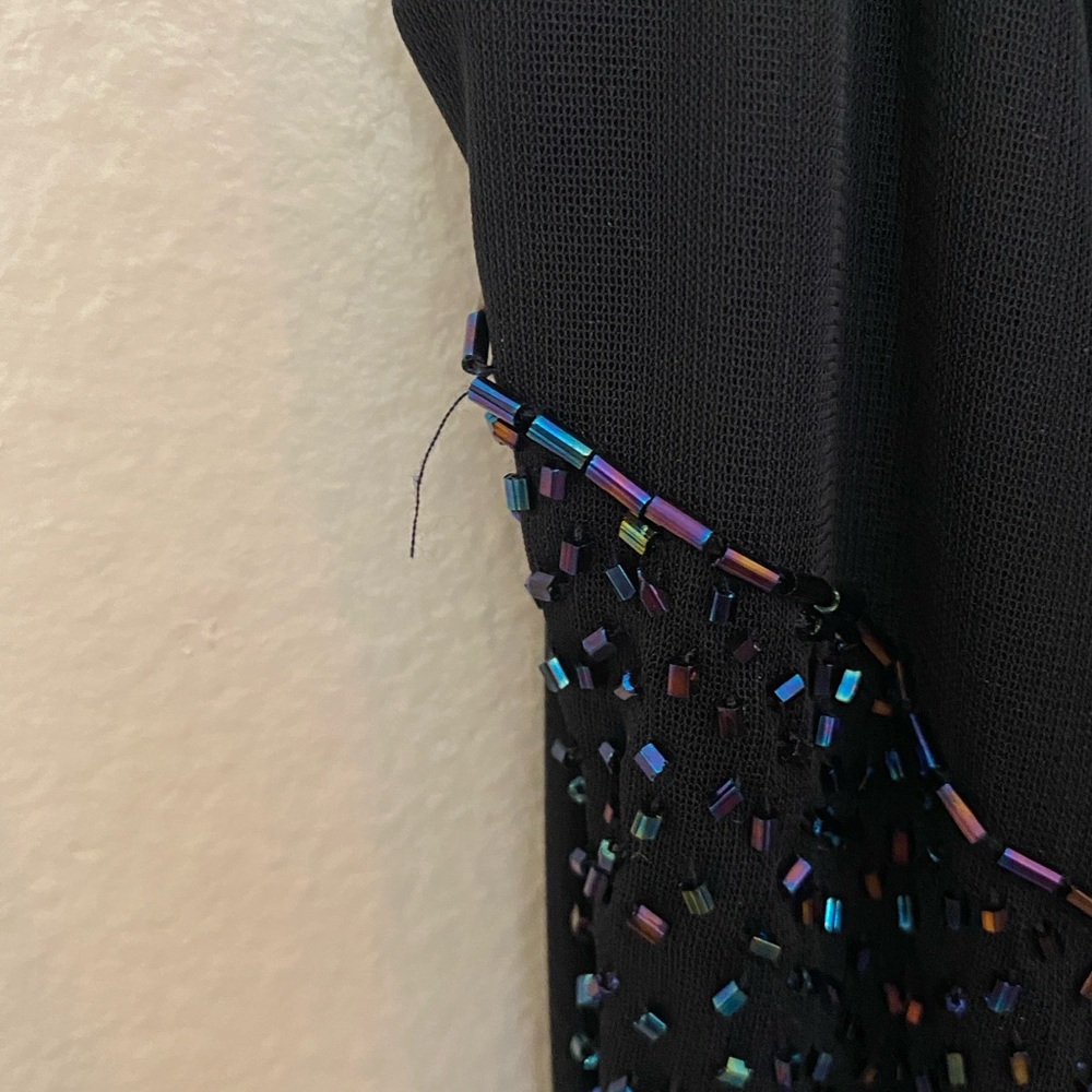 City Triangles navy beaded one shoulder maxi dress size 7 y2k prom winter formal - Picture 6 of 9